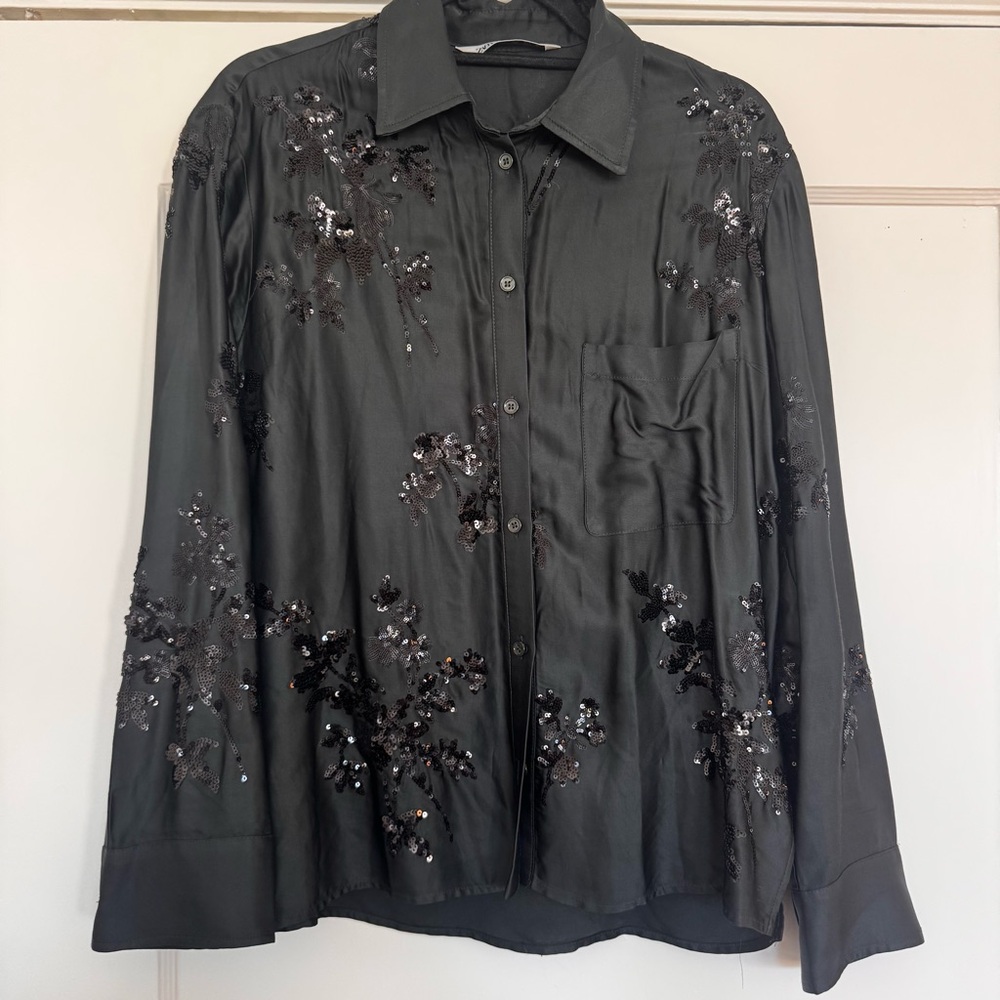Zara Sequin Button Down